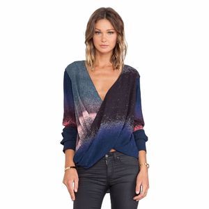 Derek Lam 10 Crosby Silk Long Sleeve Wrap Blouse